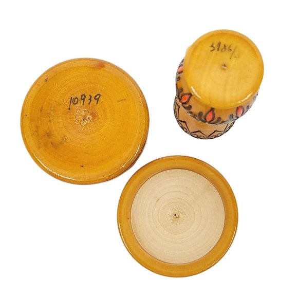 Carved Wooden Trinket Box Miniature Pitcher Engraved Numbered Vanity Decor - Picture 8 of 10